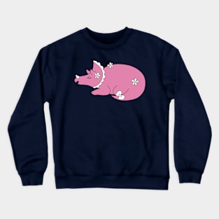 Pink Flowery Triceceratops Crewneck Sweatshirt